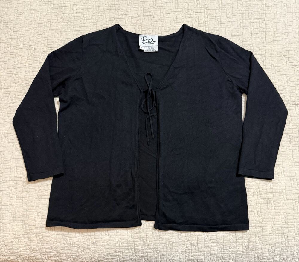 Lilly Pulitzer Black Tie- Front Cardigan Silk Blend Size Medium